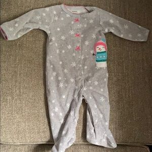 Girls Button up snowman snowflake pajamas Carters